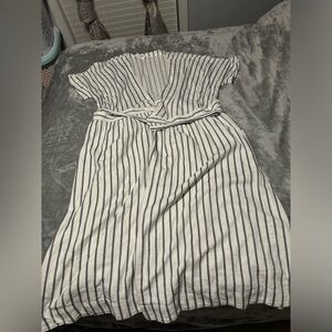 GAP Striped Midi Dress in White and Blue